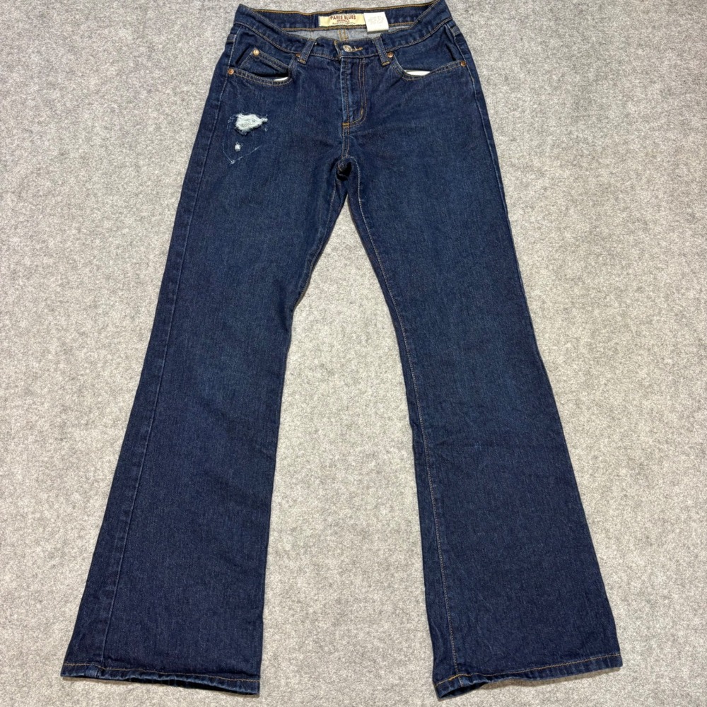 Paris Blues Originals Dark Wash Flare Leg Denim Jeans Size 3 Distressed Vintage